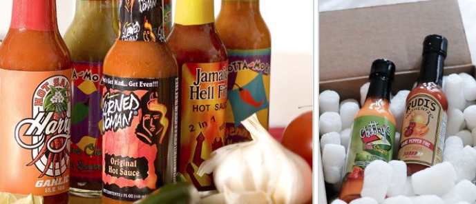 Amazing Clubs hot sauce of the month bottles